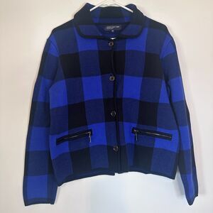 Jones New York Signature Buffalo Plaid Jacket Blue Black XL Fall Coat